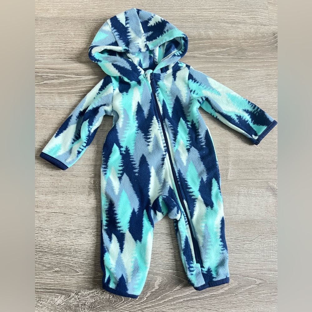The Lullaby Club Blue and Green Patterned Footie